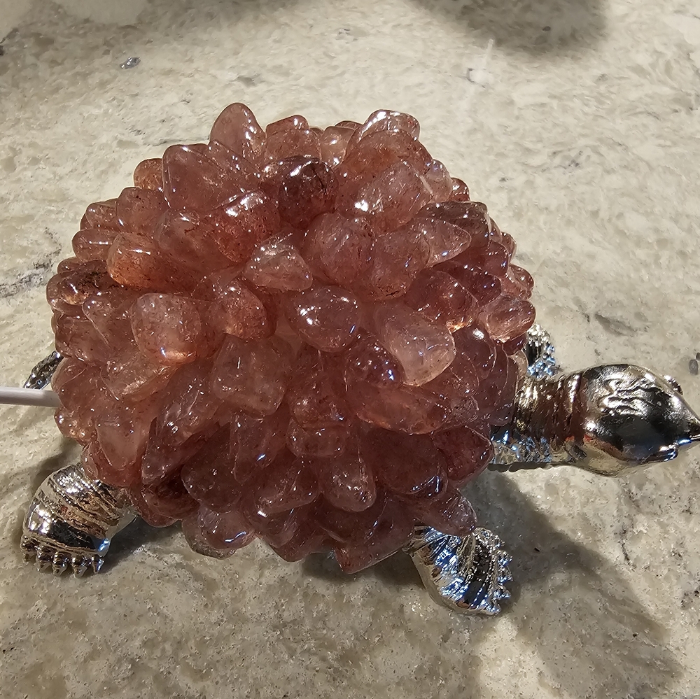 Stawberry Quartz Turtle Lamp🐢, 115x72x48 mm, USB Power Source, 282 grams, NWT!